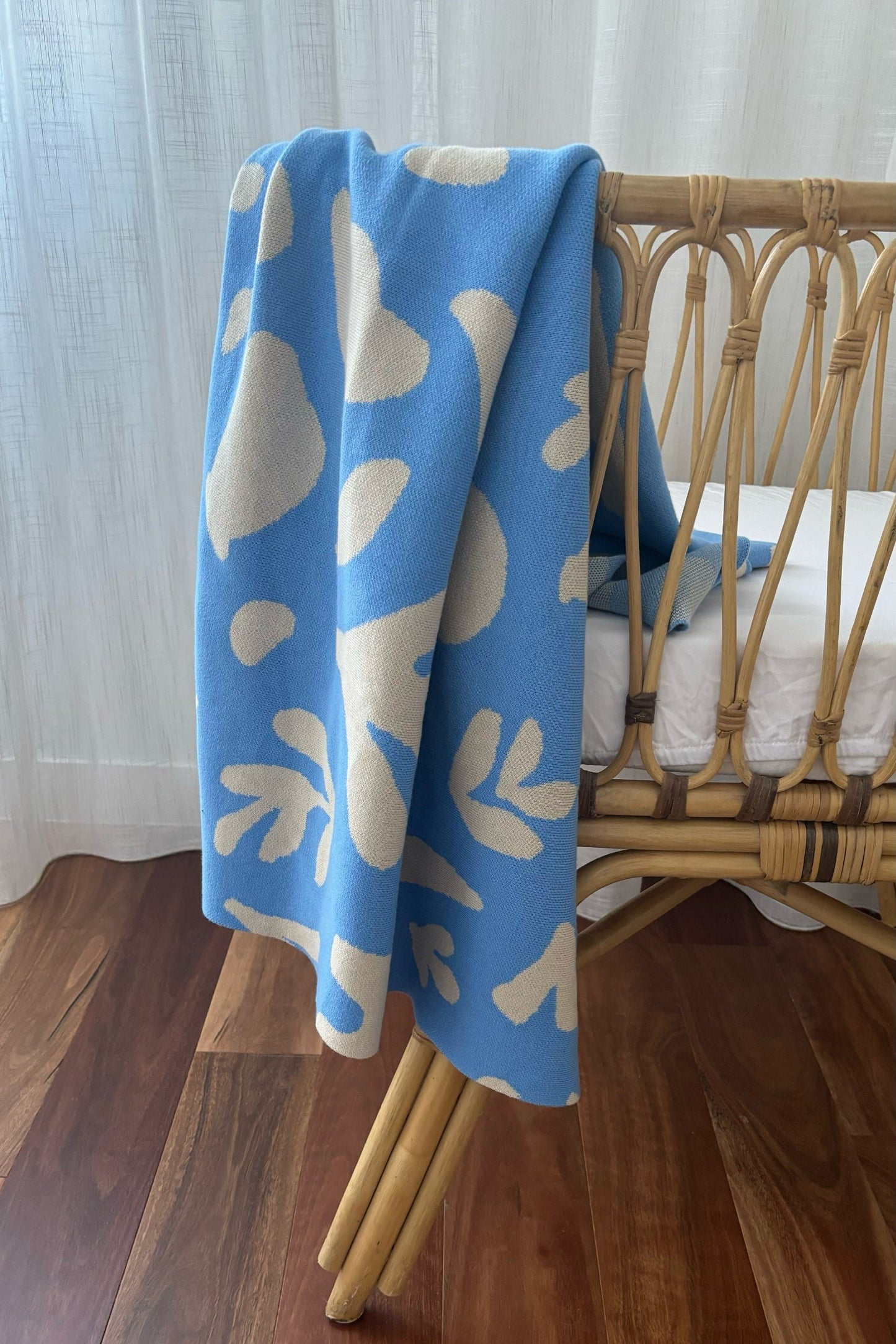 Billie Cotton Knitted Blanket OCEAN
