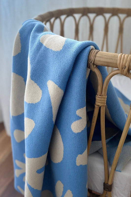 Billie Cotton Knitted Blanket OCEAN